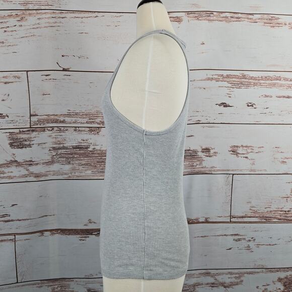 Agolde Bianca Tank Heather Grey Ribbed Size Large - Picture 2 of 7